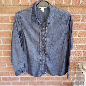 Jones New York Gingham denim button down